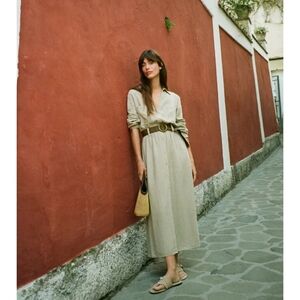 ZARA Sage Green Long Sleeve Dress